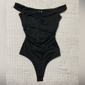 Snatched off the shoulder body suit